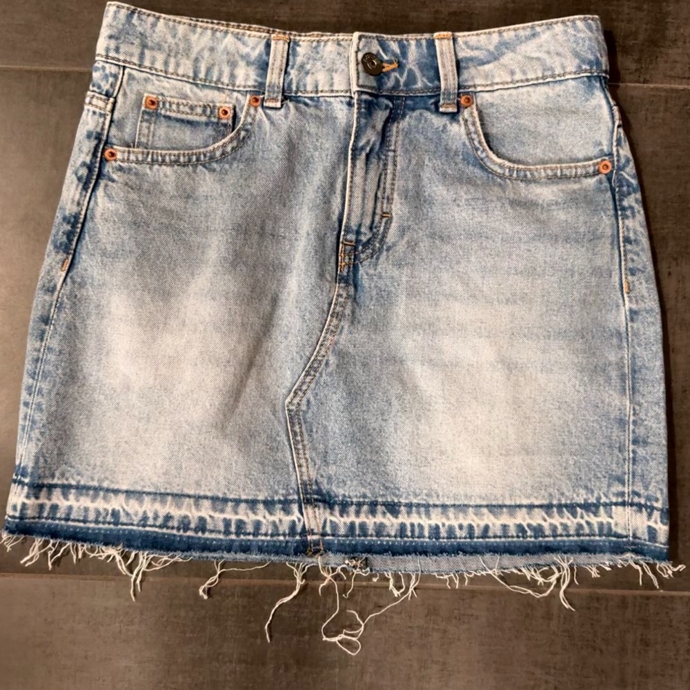H&M Light Blue Distressed Mini Skirt
